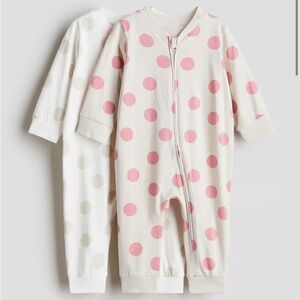 H&M Polka Dot Pajama Set, Newborn - Pink and Cream